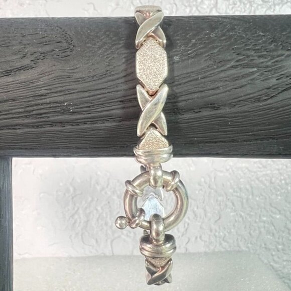 Milor Italy 925 Sterling Silver XO Link Bracelet – 17.3g Hugs & Kisses Design - Picture 6 of 7